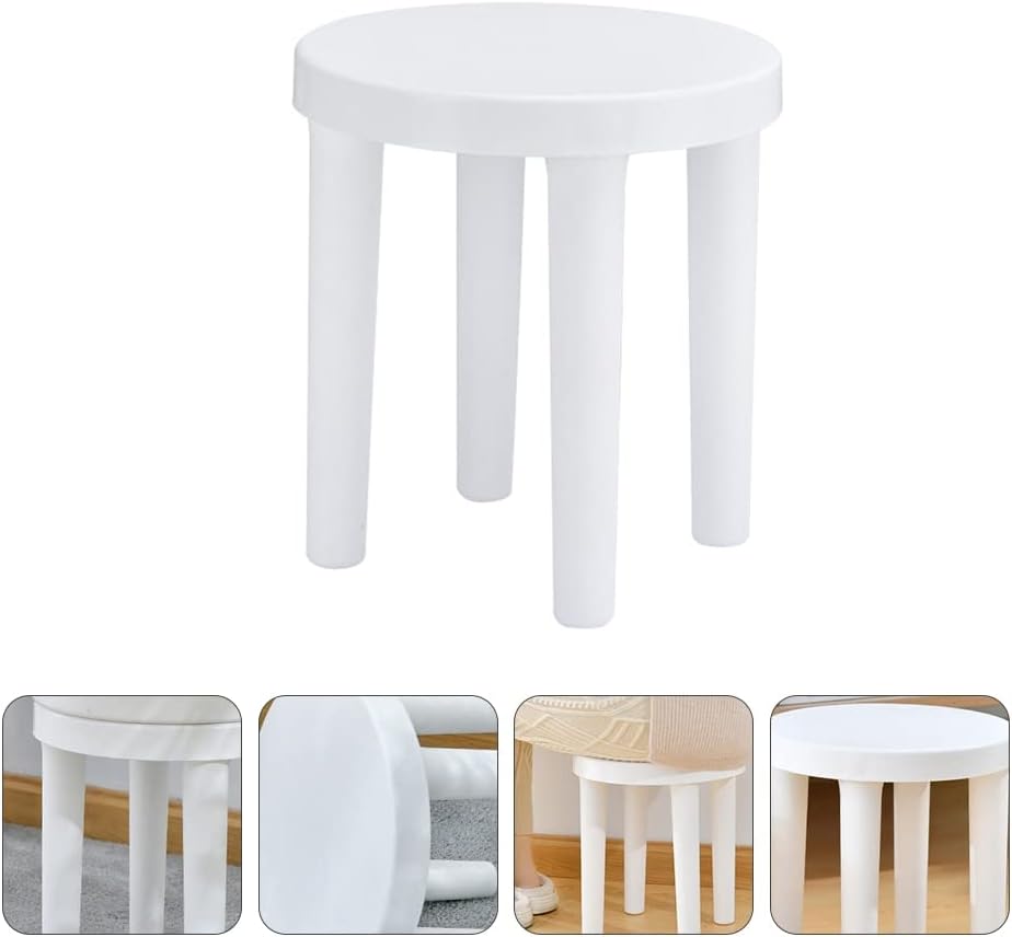 Plastic Multi-Purpose Step Stool Household Shoe Changing Stool Bathroom Sitting Stools Footstool for Living Room Bedroom Padded Seat