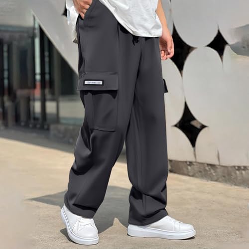 Baggy Cargo Pants Men Casual Drawstring Waist Cargo Sweatpants Lightweight Loose Fit Work Pants with Multi Pockets2