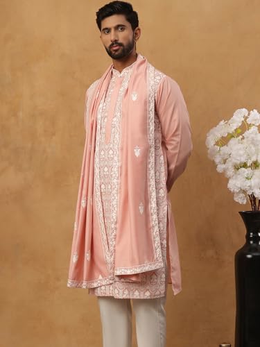 Image of Jompers Silk Blend Embroidered Kurta Pyjama Dupatta Set
