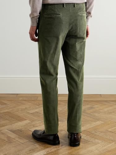 Men's Casual Corduroy Pants Waist Regulate Trousers Flat Front Dress Pants for Daily2