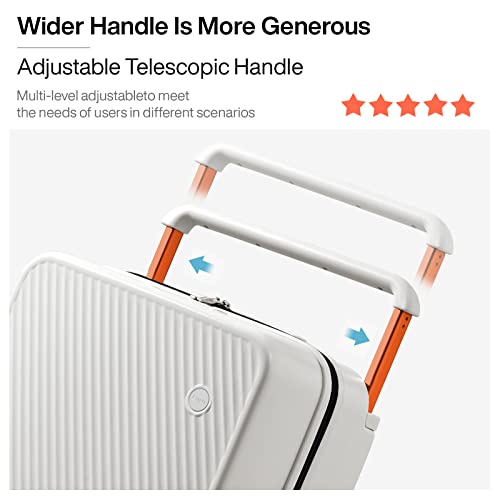 Mixi Luggage Suitcases With Spinner Wheels,Upgrade Wide Handle Pc Hardshell Rolling Travel Suitcase With Tsa Lock, Checked-Medium 24-Inch, Smoke White #TOP2