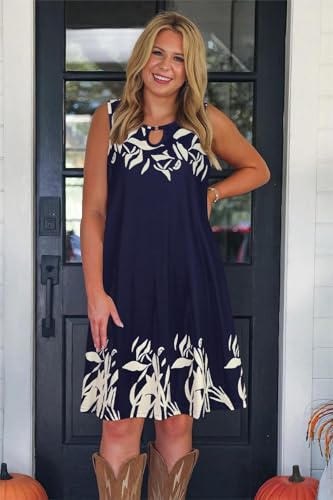 Image of Summer Dresses for Women 2026 Casual Sleeveless Sundress Floral Loose Fit Beach Cover Up with Pocket
