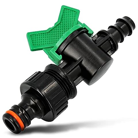 BRADAS® zawór regulacyjny, zawór odcinający, połączenie węża 16 mm, z redukcją 3/4", adapter do kranu, złącze do kranu Black Line, wąż ogrodowy, zawór kulowy, przyłącze węża, system nawadniania