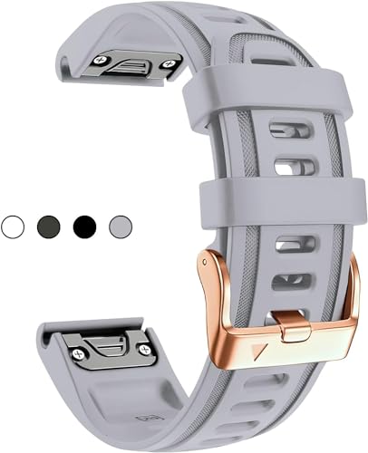 Bracelet de montre 20mm respirant en silicone avec boucle or rose pour Garmin Fenix