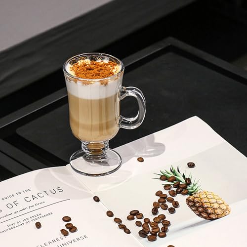 Zenfun Set Of 6 Irish Coffee Mugs, 8 Oz Glass Footed Espresso Cups With Handles, Clear Goblet Mugs Glasses For Coffee thumb #5