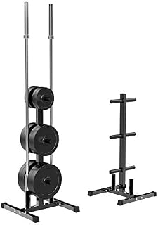 Yaheetech 2-inch Barbell Plate and Dumbbell Racks Tree Olympic Plate Rack Weight Bumper