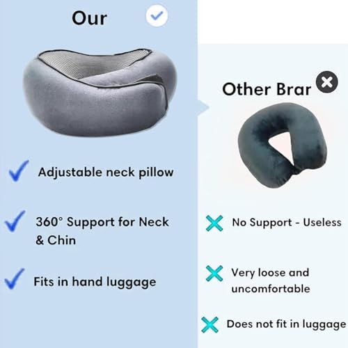 RURING Travel Pillows for Airplanes, Travel Neck Pillow Travel Pillow, Neck Pillow Airplane Memory Foam 360 Degree Support Stowable Pillows for Airplanes Offices and Cars (Dark Gray) by RURING - Image 6