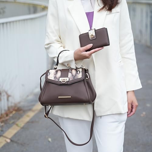 Bolso tipo Satchel y billetera de colección MKF, 2 piezas, con estampado de serpiente, para mujer, bandolera, bolso de mano vegano de cuero sintético por Mia K miniatura 2