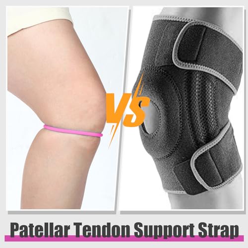 Image of Foilswirl Silicone Patella Knee Band for Basketball Patella Tendon Support Knee Pain Running Tendon Brace Support Strap(4,Black and Rose Red,L)