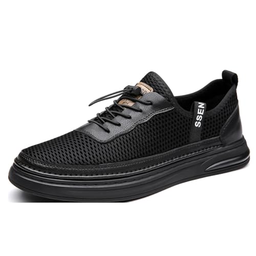 Mens Fashion Mesh Cutout Low Top Soft Sneakers Comfortable Slip On Lace Up Breathable Lightweight Non Slip Platform Casual Oxfords Business Dress Walking Driving Shoes