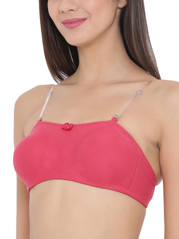 Image of Clovia Women's Cotton Rich Solid Non-Padded Full Cup Wire Free T-Shirt Bra in Pink