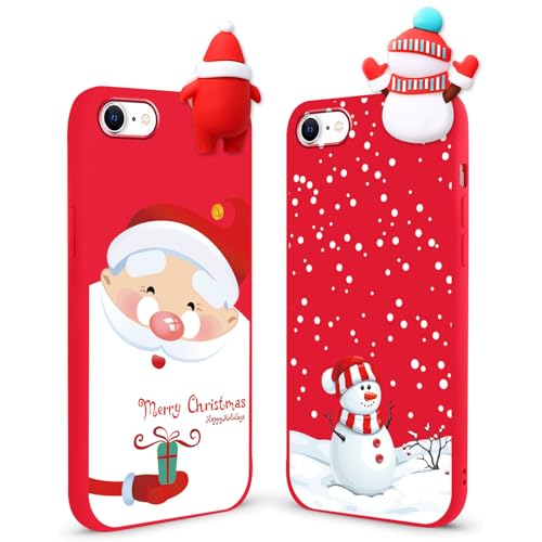 Coque Noël iPhone 16 Coque de protection silicone souple rouge motif 3D lot de 2