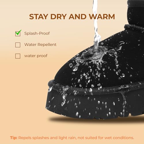 DREAM PAIRS DREAM PAIRS Women's Platform Winter Snow Boots Genuine Suede, Water Resistant Mini Ankle Boots Stable Lightweight Booties Anti-Slip with Memory Foam Outdoor Fuzzy,Size 7,Black,DWUMSB2501