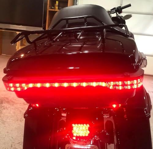 Image of ECOTRIC Chopped Motorcycle Storage Trunk Tail Box w /Wrap Light Compatible with 2014-2024 Harley Touring Models Street Glide Road Glide Road King Electra Glide Rear Brake Tail Light Luggage