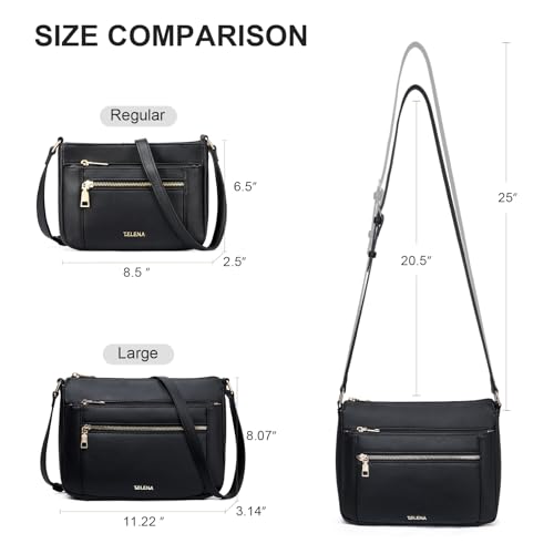 Telena Crossbody Bags for Women, Leather Cross body Purse With Adjustable Strap (Black, X-Large) — view 3