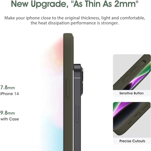 Image of Elzzi Microfiber Candy Case Compatible for iPhone 13 Mini 5.4 Inch Shockproof Slim Back Cover Liquid Silicone Case (Olive Green)