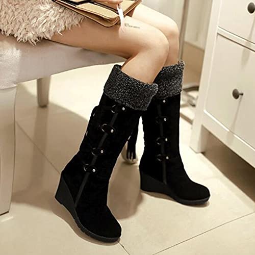 Gsheocm Zapatillas deportivas para mujer, botas largas de nieve, botas de algodón para mujer, botas de tobillo, zapatillas de invierno Cover