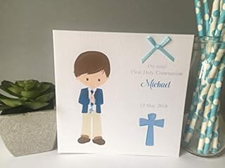 Personalised First Holy Communion Card Confirmation Day Baptism Boy Son Grandson Nephew
