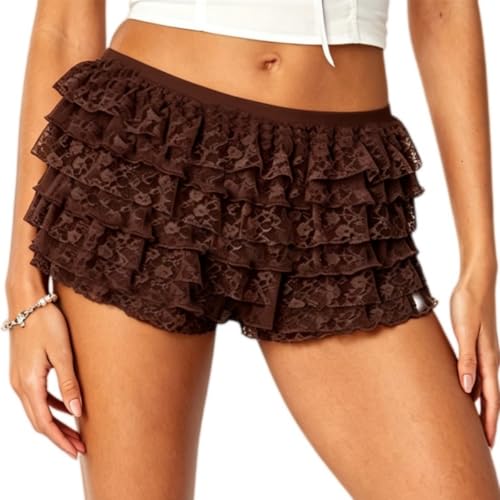 Image of NUFIWI Women Lolita Bloomers Ruffle Shorts Lace Cute Pumpkin Pants Sexy Boyshorts Layered Y2k Mini Shorts Pettipants