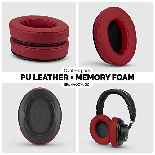 Image of Brainwavz Replacement Earpads for ATH M50X, M50BT, Steelseries Arctis, Pro Wireless & Stealth 600, HyperX Cloud, AKG, SHURE, Philips & Many More Headphones, Memory Foam Ear Pad Cushions, Dark Red Oval