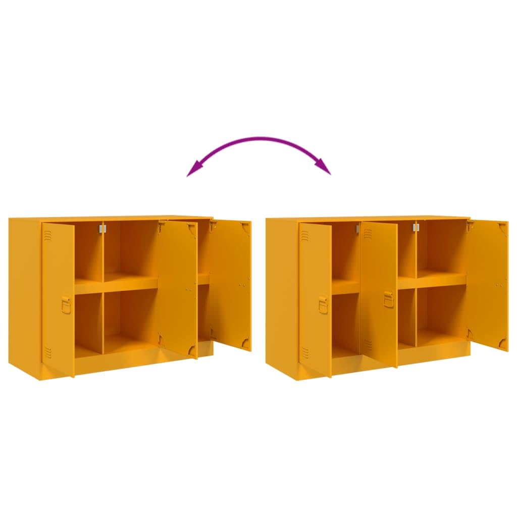 Armario archivador Armario Metalico Armario Oficina Muebles Oficina Armario archivador Archivos de Oficina con 3 Puertas 99 x 39 x 73 cm Amarillo Mostaza