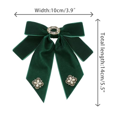 Image of Women's Velvet Alloy Rhinestone Bow Tie, Pre-Tied Bowties for Woman 1 Pcs
