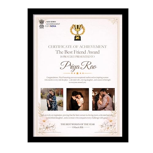 Image of Customized Photo Frame Wall Decor Award, Certificate Gift For Wife Mother Sister Girlfriend and Friend, Personalized Women's Day and Mothers Day Photo Frame Gift For Home Living room Bedroom 23x32 cm