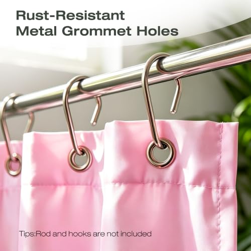 Image of Pink Fabric Shower Curtains 70 X 72 Inch, Water-Resistant Heavy Duty Bathroom Cloth Shower Curtain Liner