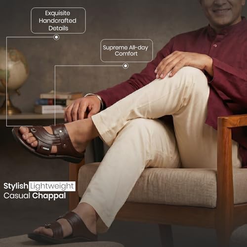 Image of Poddar PU Slippers for Men | Premium Daily Use Footwear | Comfortable Soft Sole Anti-Skid Sandals | Stylish Lightweight Casual Chappal for Office, Home & Outdoor Use