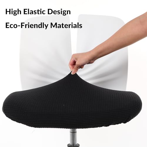 TIESOME 2 Stücke Dehnbarer Bürostuhlbezug,40-60cm Stuhlbezug Sitzfläche Abnehmbar Waschbar Hochelastischer Elasthan Anti-Staub Stuhl Slip Cover Kissenbezug für Büro Restaurant Hochzeit (Schwarz)