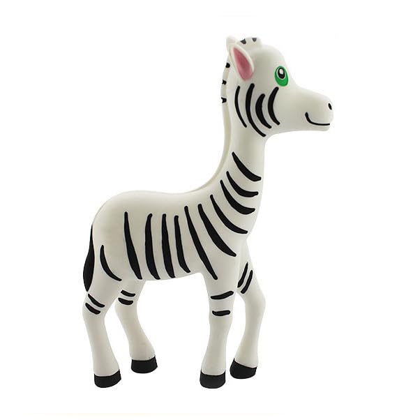 Image of Silicone Zebra Baby Teether Toy for Soothing Sore Gums Baby Chew Toys with Multi-Sensory Textures and Squeaker