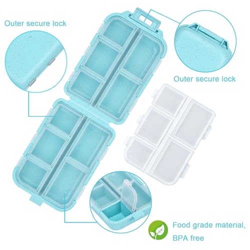 Image of Large Blue Pill Organizer with 189 Labels, Travel Pill Case for Women (1 Pack)