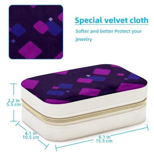 Boîte à bijoux spacieuse et double couche violette pour bagues et colliers - 5