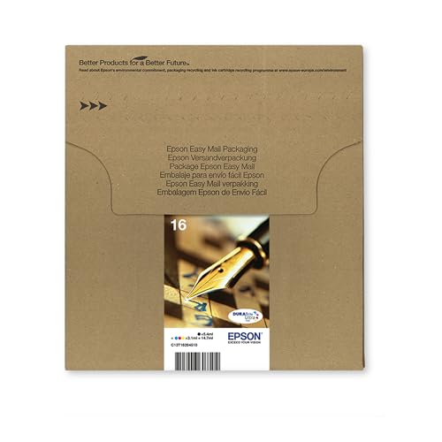 Epson 16 Pen & Crossword Genuine Multipack, Eco-Friendly Packaging, 4-colours Ink Cartridges, DURABrite Ultra Ink