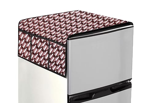 Image of The Furnishing Tree Fridge Top Cover Compatible for Samsung RT37C4512S8 /HL, 322 LTR WxL 65x111 in CM Symmetric Pattern Maroon