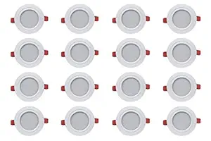 BENE? Ray Virgin Plastic Round Ceiling Light (White, 7w, Pack of 16 Pcs)