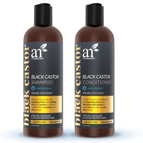 artnaturals Black Castor-Oil Shampoo and Conditioner – (2 x 16 Fl Oz / 473ml) – Strengthen, Grow and Restore – Jamaican Castor – For Color Treated Hair