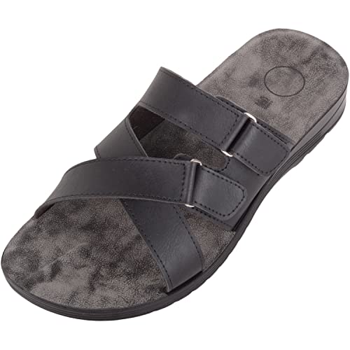 Sandales en cuir synthétique homme Absolute Footwear à boucle noire