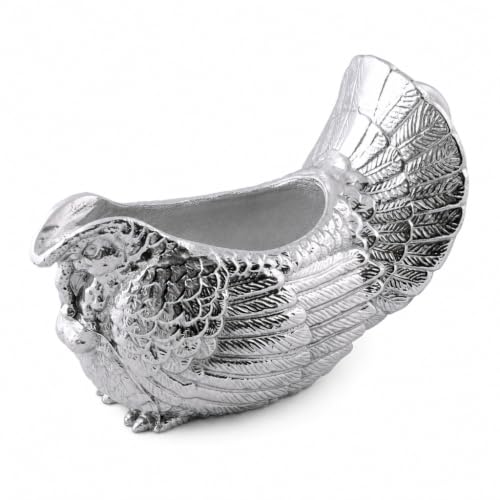 Arthur Court Turkey Gravy Boat | Aluminum Sauce Boat | Thanksgiving Serveware | 9.5 Inch Long