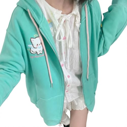 Image of Pokn Y2K Zip Up Hoodie Jojifuku Cutecore Kawaii Hoodie Clothes Women Long Sleeves Tops Graphic Cutecore Shoujo Clothes
