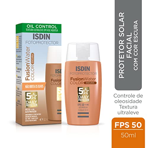 ISDIN Protetor Solar Facial Fusion Water 5 Stars Color Fps 50 – Cor Escura