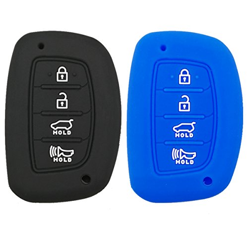 Coolbestda 2Pcs Rubber 4 Buttons Smart Key Fob Remote Cover Case Protector Keyless Jacket for 2018 2017 2016 Hyundai Tucson Elantra Sonata (NOT FIT Flip/Pop Out/Folding Key