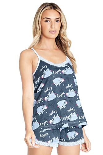 Disney Damen Schlafanzug, Eeyore von Winnie The Pooh Pijamas Damen, Loungewear Pjama Set für Damen, Cami Top und Schlafshorts, Baumwolle, Stylish...