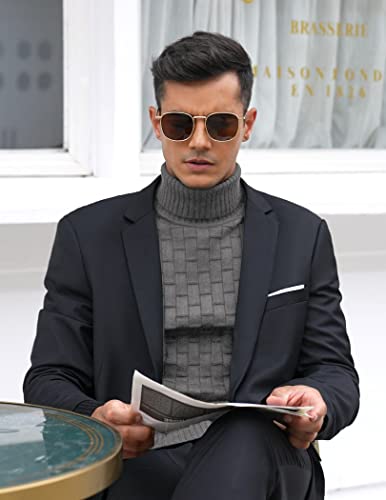 Coofandy Men's Turtleneck Sweaters Slim Fit Knitted Pullover Soft Thermal Ribbed High Neck Sweaters, Grey S #TOP2