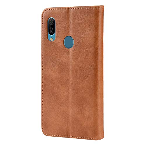 Jielangxin Cover per Huawei Y6 2019,Custodia in Pelle Custodia per Huawei Y6 2019 MRD-LX1 / Y6 Prime 2019 MRD-L21 MRD-L21A Custodia Case Cover Brown