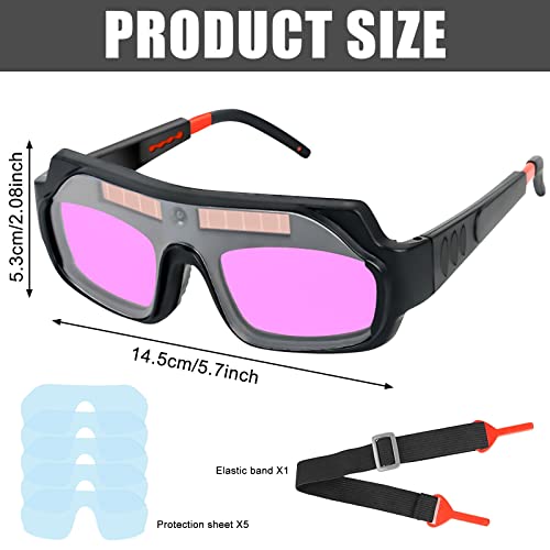 Schweißerbrille: Solarbetriebene Automatischer Schweißerbrille mit 5 Stück Ersatzgläser, Einstellbare Schweißaugenschutzbrille Schweißzubehör, Blendschutz-Schweißerbrille für Schweißschutz