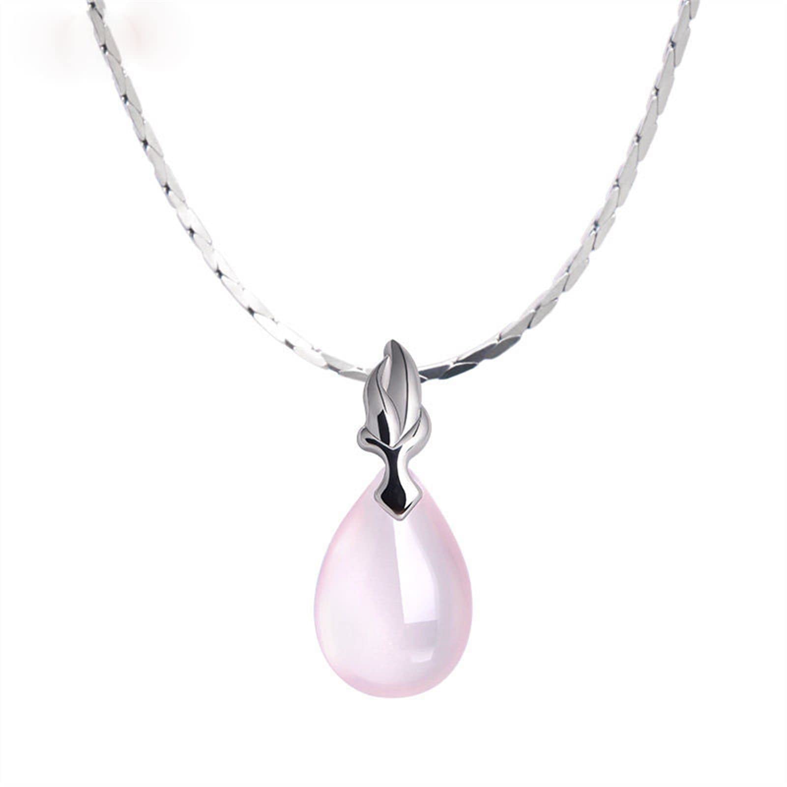 Collane Signore temperamento elegante collana rosa pietre preziosa a forma di gemma a forma di goccia elegante collana di lusso gioielli gioielli Collana da donna ( Chain length : 45cm )