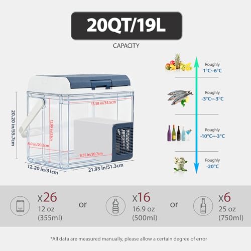 Image of ICF19 12 Volt Car Refrigerator,20QT /19L Portable Freezer Electric Cooler -4℉~68℉,12 /24V DC 100-240V AC Car Fridge for Camping, Road Trips, RV, Truck