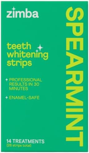 Zimba Spearmint Flavored Teeth Whitening Strips | Vegan, Enamel S...