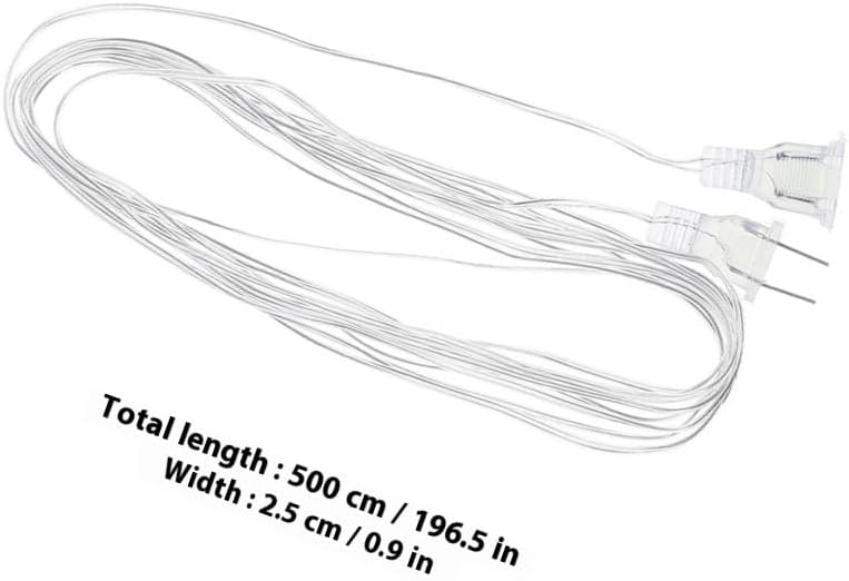Didiseaon Led Light Strip Extension Cord 16Ft Clear PVC Cable for Indoor Curtain Lights Party Decoration Plug Cable Accessory with Cn Plug 2 Pack